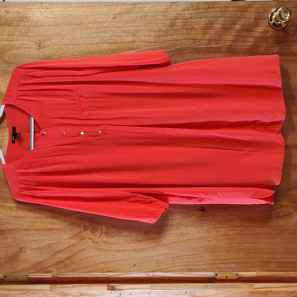MNG Mango Womens Flowy Shift Dress Coral Convertible Sleeves Cover-Up Beachy 10